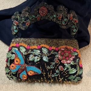 Mary Frances vintage Multicolor Embroidered Clutch